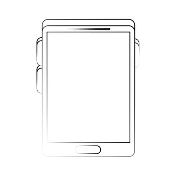 cellphone with blank screen icon image vector illustration design  black sketch line