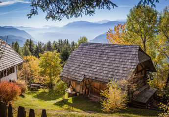RENON, ITALY - 13 OCTOBER 2017: Autumnal view of typical Maso. Maso is traditional South Tyrol farm