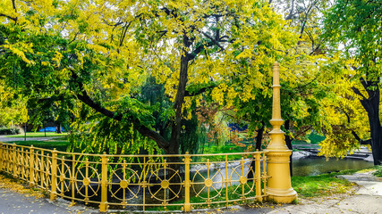 Autumn landscape. Park Varosliget, Budapest, Hungary