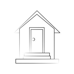 family home or one story house icon image vector illustration design  black sketch line
