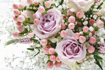 Wedding bouquet with pink roses