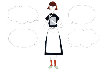 タブレットを使う主婦