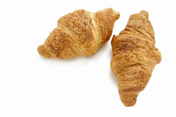 French croissants isolated on white