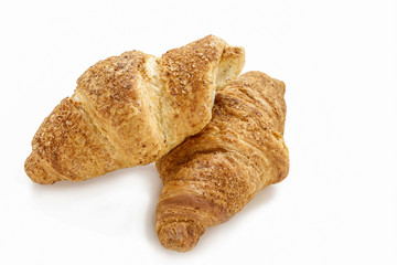 French croissants isolated on white