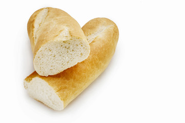 French baguette isolated on white.