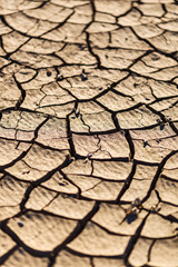 Cracks in drought affected earth
