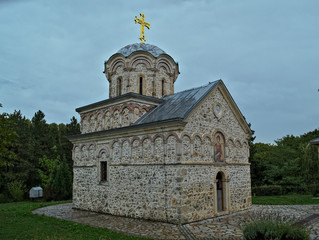 Fototapeta premium Main stone church monastery Hopovo in Serbia, 