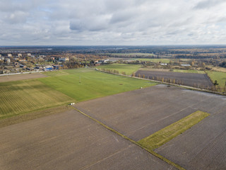 Fototapeta premium Field near Lugovaya, Moscow region. View from above
