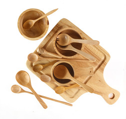 Top view of wooden utensils