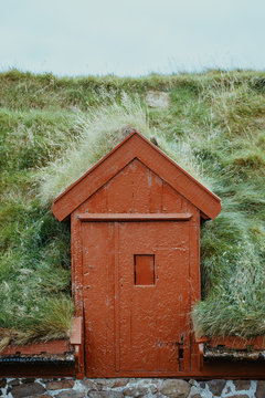 Wooden cabin in hill