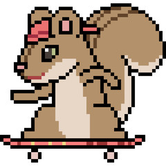 vector pixel art squirrel isolated