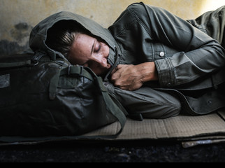 Homeless woman
