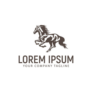 run horse logo design concept template