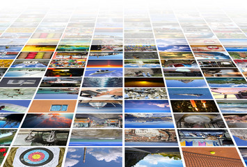 Big multimedia video and image wall of the TV screen