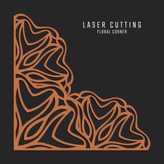 Laser cutting corner. Tapestry panel. Jigsaw die cut ornament. Lacy cutout silhouette stencil. Fretwork floral pattern. Vector template for paper cutting, metal and woodcut.