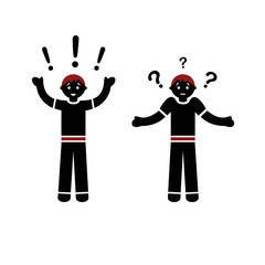 set of silhouettes of cartoon little man