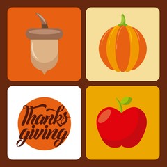 thanksgiving set icons celebration holiday traditional