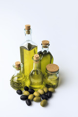 Obraz na płótnie Canvas glass bottles with olive oil