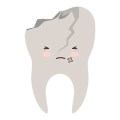kawaii tooth with root and broken in colorful silhouette