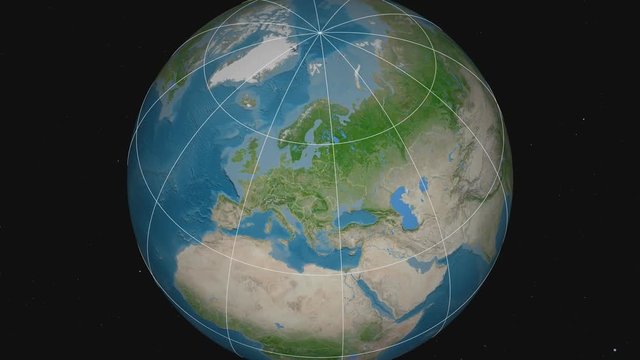 Zoom-in on Belarus extruded. Satellite