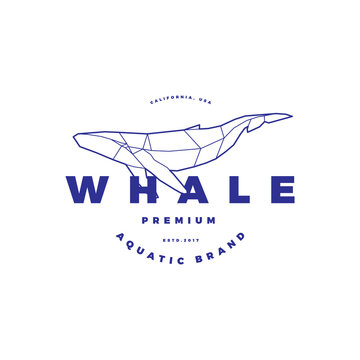 Polygonal Whale Circle Stamb on White