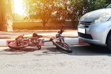 A traffic accident between electric bicycle and car