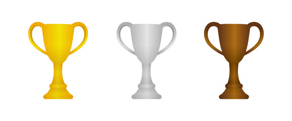 Trophy cup icon illustration set. gold/silver/bronze (from 1st place to 3rd place)
