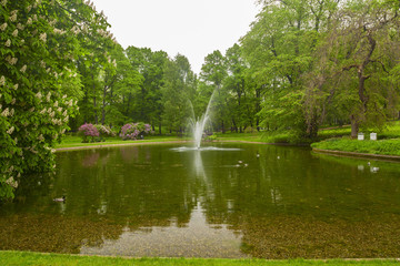 slottsparken pond view in the city oslo