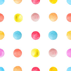 Colorful polka dots watercolor background