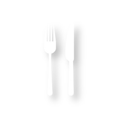 Icon mit Schatten - Gabel und Messer - Restaurant