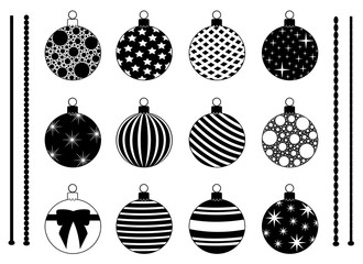 Set of different Christmas decorations isolated on white