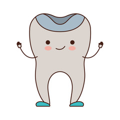 restored tooth cartoon in colorful silhouette