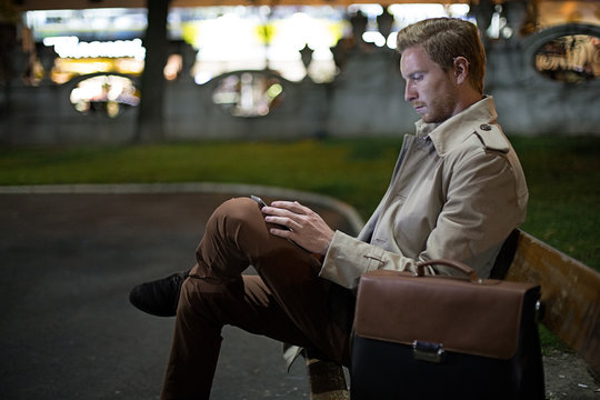 Caucasian Businessman Using a Tablet
