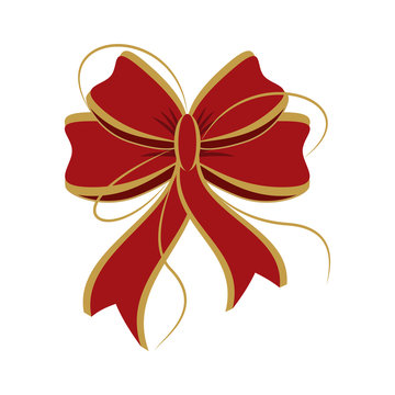 ribbon bow in red and gold christmas related icon image vector illustration design 