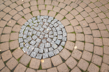 Cobble road, round pattern background