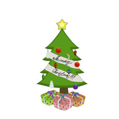 Christmas tree with inscription isolated on a white fone
