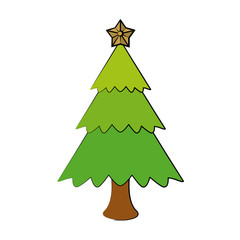 tree with star on top christmas related icon image vector illustration design 