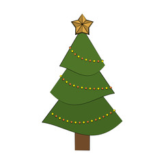 tree with star on top christmas related icon image vector illustration design 