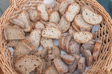 basket full of sliced bread