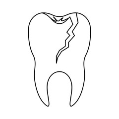 broken tooth with root in monochrome silhouette