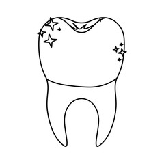 tooth with dental crown and root monochrome silhouette
