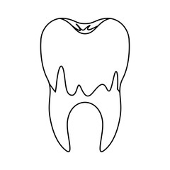 caries in the root of tooth in monochrome silhouette