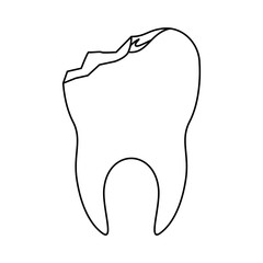 tooth with root and broken in monochrome silhouette