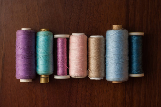Pastel sewing threads