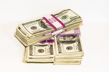 Stacks of Hundred dollar bills