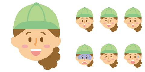 15シリーズ_作業着の中年女性_表情