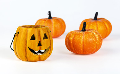 Halloween pumpkin head jack lantern isolated on white background