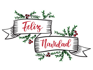 'Feliz navidad' Spanish typography lettering. 