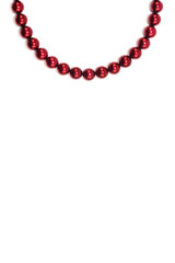 Red sphere magnetic in loop shape on the white background