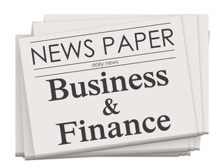Business and finance on newspaper isolated
